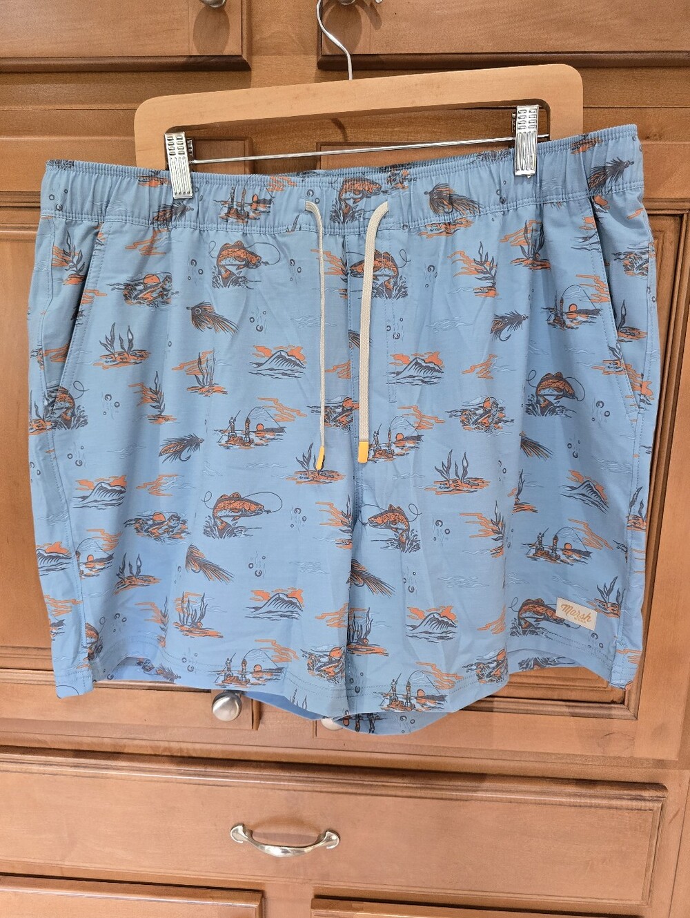 Marsh Wear Men's Light Blue Printed Swim Trunks XXL